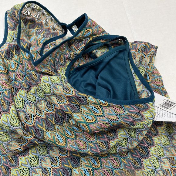 Donna Morgan Dress Womens 2 Crochet Open Knit Lined‎ Midi Boho Hippie Coastal - Picture 7 of 14